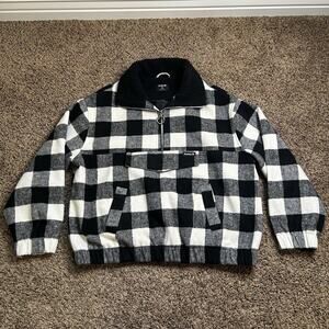 Hurley Plaid Black And White Pullover Women Coat Size XL